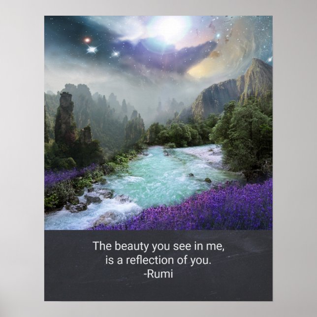 Inspirationsquotation zum Thema Schönheit von Rumi Poster (Vorne)