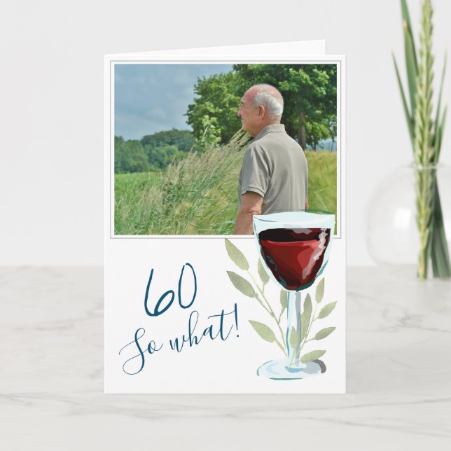 Inspirationsroter Wein 60. Geburtstag Foto Karte (Vorderseite)