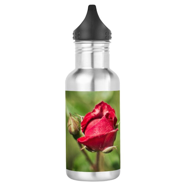 Inspirationssatz mit rote Rose-Blütenbild Edelstahlflasche (Links)