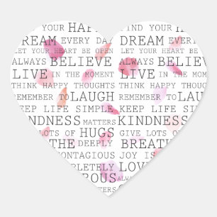 Inspirationssätze Pink Peach Rose Blätter Herz-Aufkleber