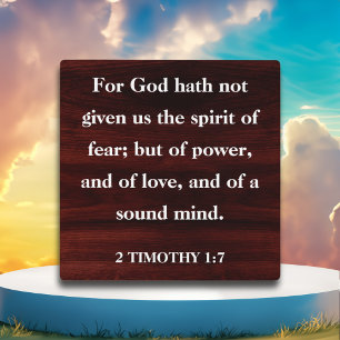 Inspirationsskriptur 2 Timothy 1:7 Christlich Fotoplatte