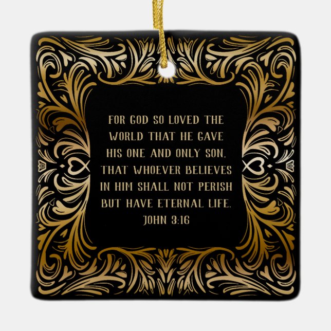 Inspirationsskriptur John 3:16 Weihnachtsgeschenk Keramikornament (Vorderseite)