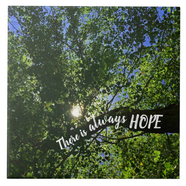 Inspirationssonnenbaum Es gibt immer Hoffnung Fliese (Vorderseite)