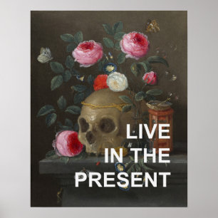 Inspirationstext + Memento Mori Malerei Poster