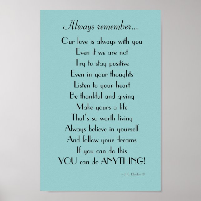 Inspirationstochter / son Gedicht von Eltern Poster (Vorne)