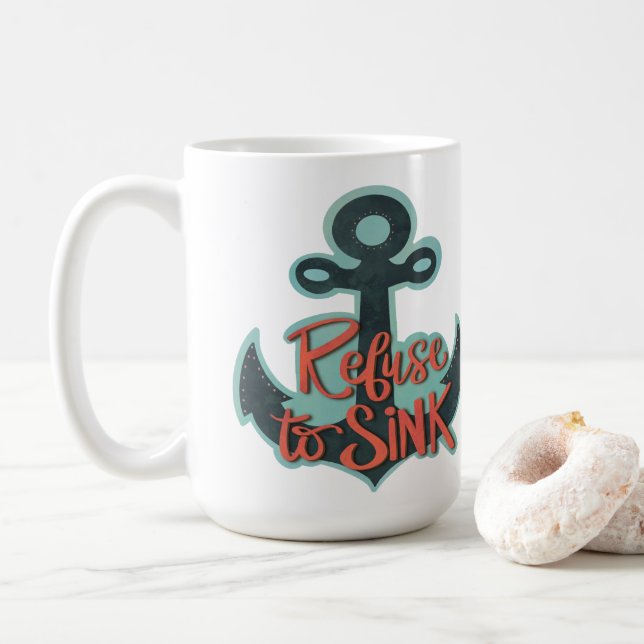 Inspirationsverweigerung zum Versinken der Ankerin Kaffeetasse (Mit Donut)