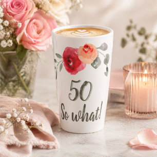 Inspirationswasserfarbe 50. Geburtstagsflora Milchtasse