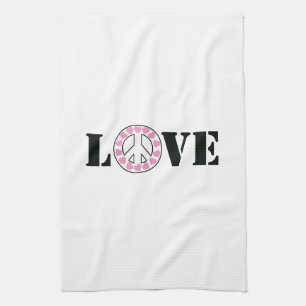 Inspirationsweiße Rosa Liebe Friedensherzen Geschirrtuch