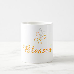 Inspirationswort gesegnet mit Schmetterling Kaffeetasse