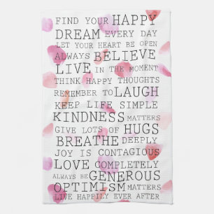 Inspirationsworte Rose Blätter Geschirrtuch