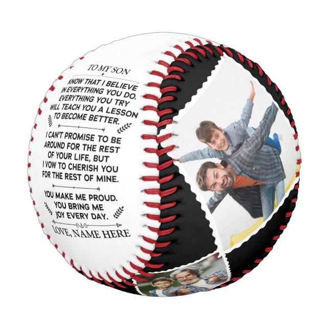 Inspirationswörter für meinen Sohn mit benutzerdef Baseball (Schrägansicht)