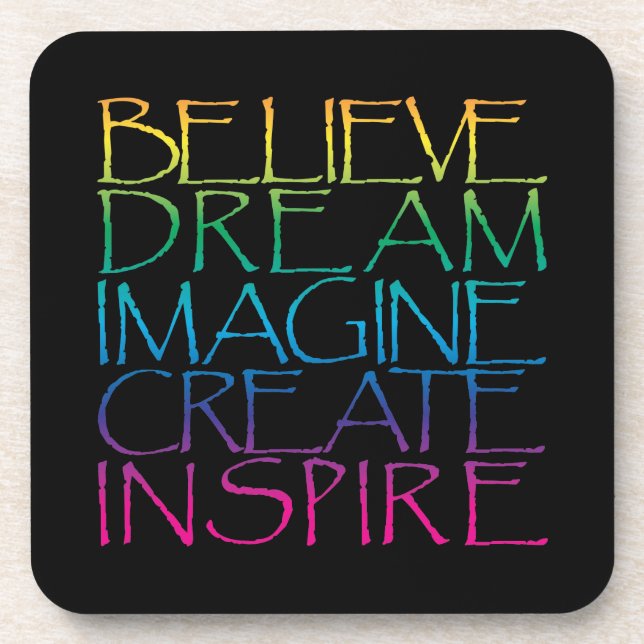 Inspirationswörter Getränkeuntersetzer (Vorderseite)