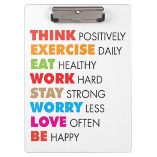 Inspirationswörter - Motivierend Klemmbrett