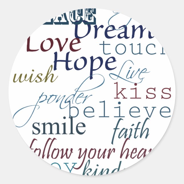 Inspirationswörter Runder Aufkleber (Vorderseite)