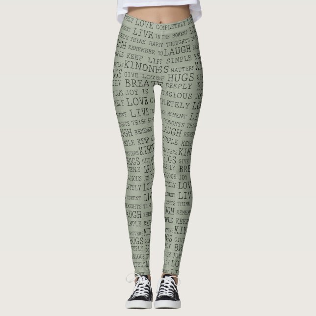 Inspirationswörter Schwarz Grün Leggings (Vorderseite)