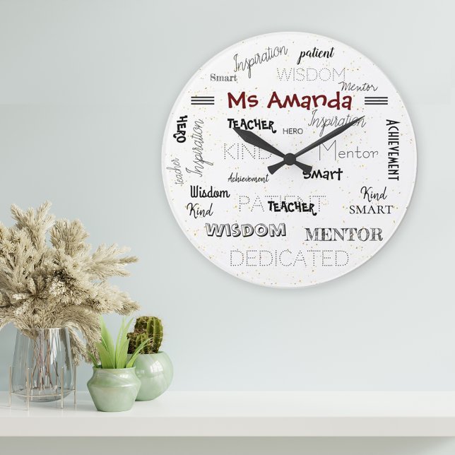 Inspirationswortmentor Lehrerbewertung Große Wanduhr (Inspirational Words Mentor Teacher Appreciation Large Clock)