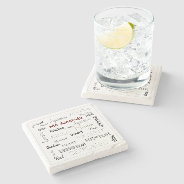 Inspirationswortmentor Lehrerbewertung Steinuntersetzer (Seitenansicht)