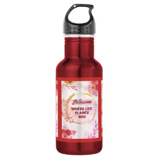 Inspirative Edelstahl-Wasserflasche mit Blumenmoti Edelstahlflasche