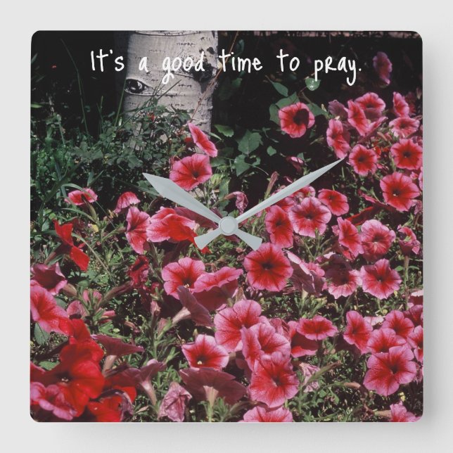 Inspirative Erinnerung zum Beten Quadratische Wanduhr (Vorderseite)