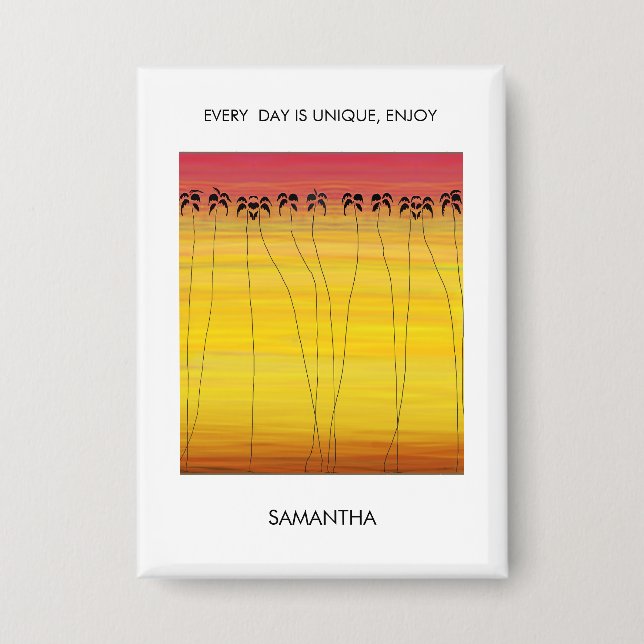 Inspirative, Phantastische Sommer-Kokospalmen Button (Vorderseite)