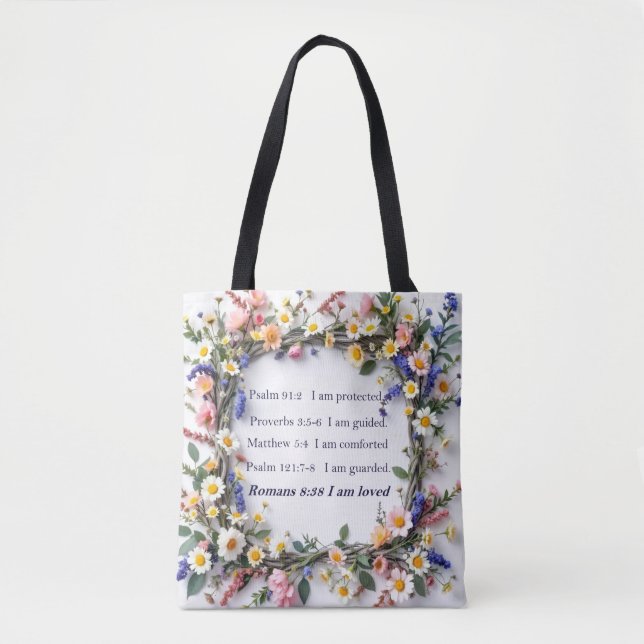 Inspirative Tasche mit farbigen Blume (Vorderseite)