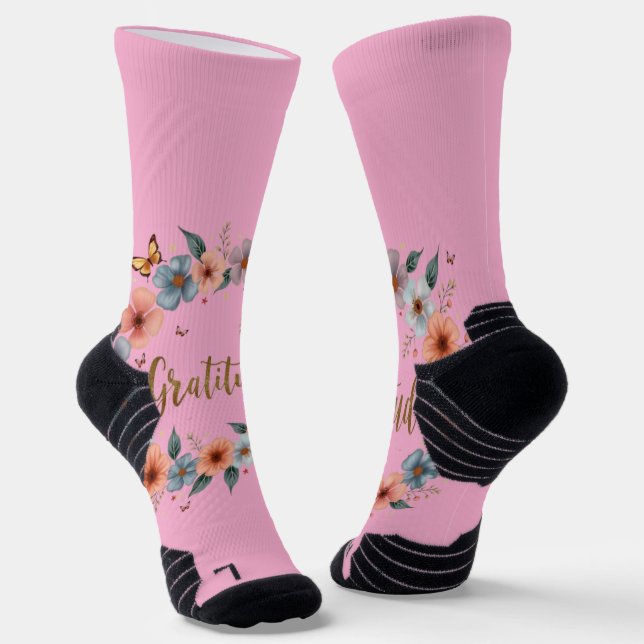 Inspire Dankbarkeit with Every Step Wird Floral Pi Socken (Gewinkelt)