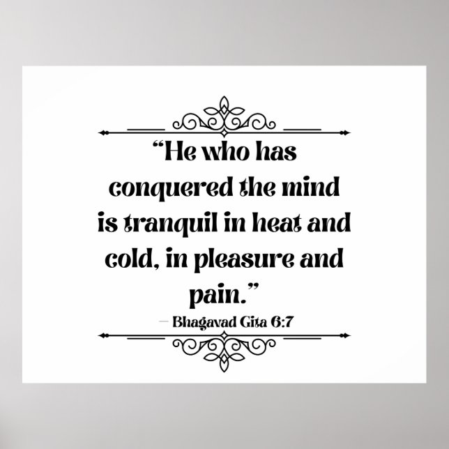 Inspired Grey Minimalist Bhagavad Gita Quote Poster (Vorne)
