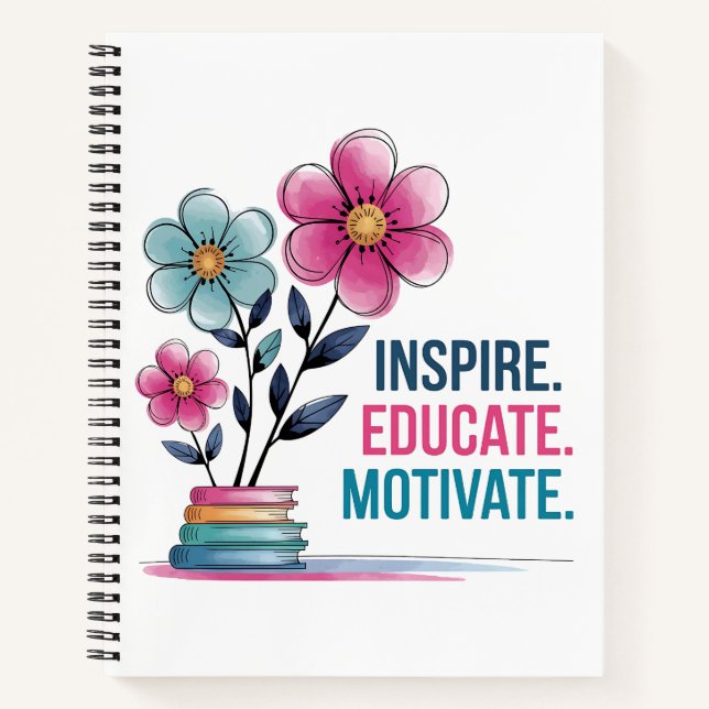 Inspirier Educate Motivate Notebook | Geschenk für Notizbuch (Vorderseite)