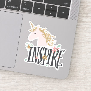 Inspirier Gold Mane Unicorn Aufkleber