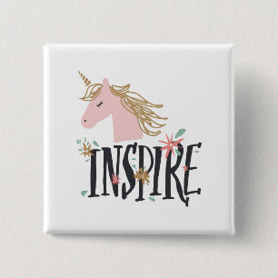 Inspirier  Gold Mane Unicorn Button