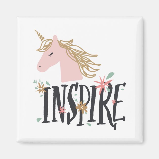 Inspirier | Gold Mane Unicorn Magnet (Vorne)