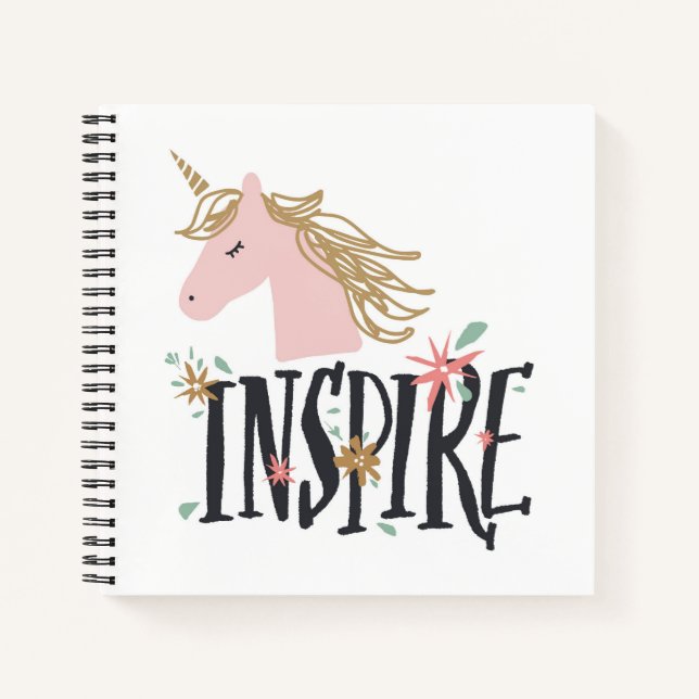 Inspirier | Gold Mane Unicorn Notizbuch (Vorderseite)