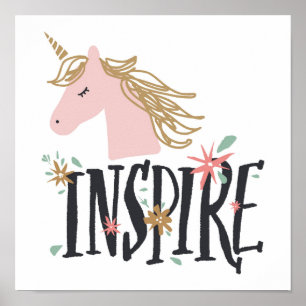 Inspirier Gold Mane Unicorn Poster
