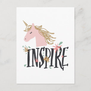 Inspirier Gold Mane Unicorn Postkarte