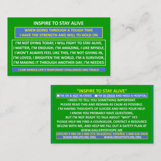 INSPIRIER ZUR BLEIBE DER LEBENDIGEN VERHÜTUNGSKART VISITENKARTE