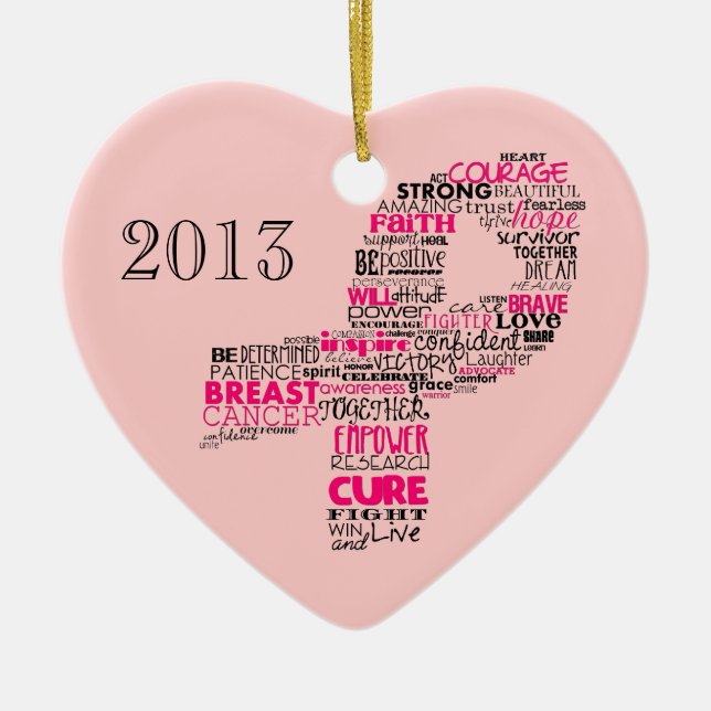 Inspirierend Brustkrebs-Bewusstseins-Band Keramik Ornament (Vorne)