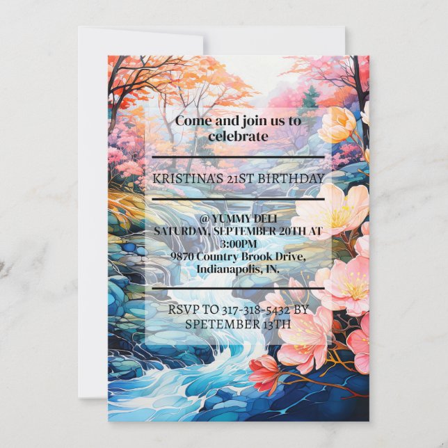 Inspirierend Country Creek Geburtstagspartei Einladung (Vorderseite)