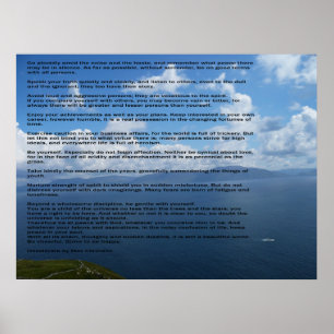 Inspirierend Gedicht der Desiderata Poster