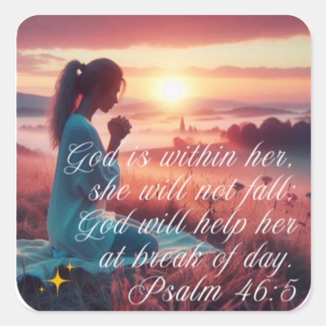 'Inspirierend Glaube' Quadratischer Aufkleber (Vorderseite)