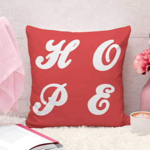 Inspirierend Hope zitieren weiße und rote Typograf Kissen
