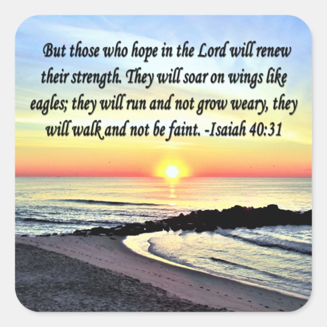 INSPIRIEREND ISAIAH 40:31 QUADRATISCHER AUFKLEBER (Vorderseite)