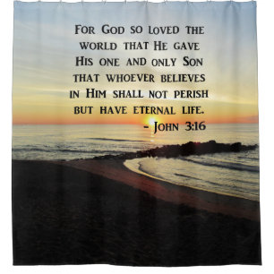 INSPIRIEREND JOHN 3:16 SUNRISE FOTO DESIGN DUSCHVORHANG