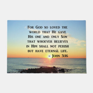 INSPIRIEREND JOHN 3:16 SUNRISE FOTO DESIGN FUßMATTE