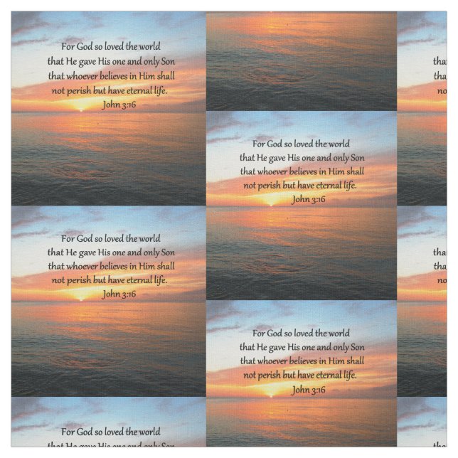 INSPIRIEREND JOHN 3:16 SUNRISE FOTO FABRIC STOFF (Muster)