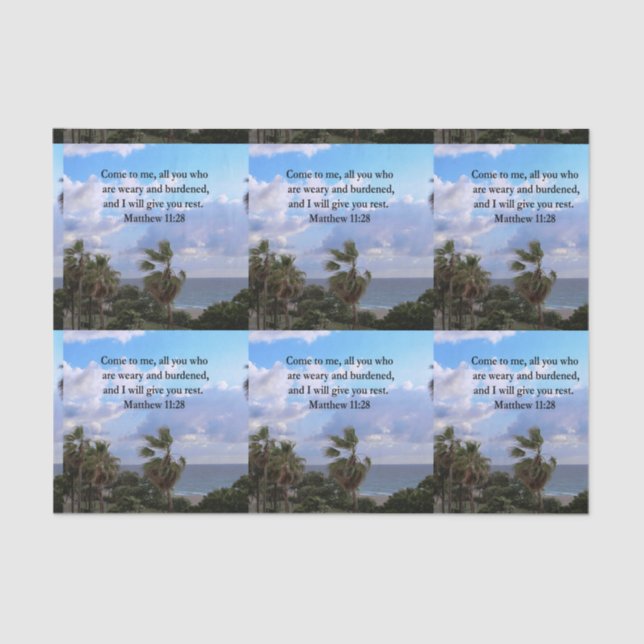 INSPIRIEREND MATTHEW 11:28 SCRIPTURE-DESIGN SEIDENPAPIER (Vorderseite)