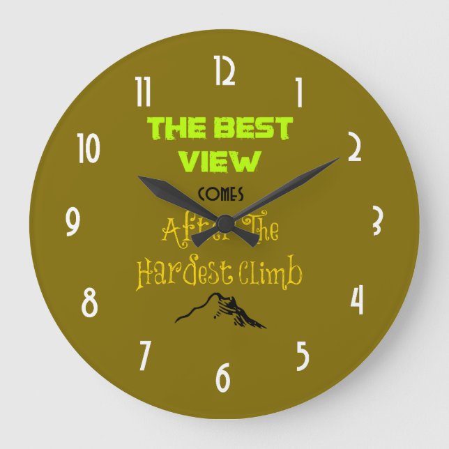 Inspirierend Motivierungs-Zitat-Typografie Große Wanduhr (Vorderseite)