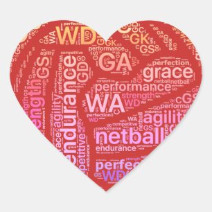 Inspirierend Netball-Positions-Herz-Entwurf Herz-Aufkleber