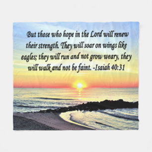 INSPIRIEREND OCEAN SUNRISE ISAIAH 40:31 FLEECEDECKE