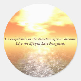 Inspirierend orange Sonnenuntergang über ruhiges Runder Aufkleber