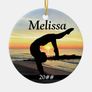 INSPIRIEREND PERSONALISIERTE GYMNAST-MÄDCHENORNATI KERAMIKORNAMENT